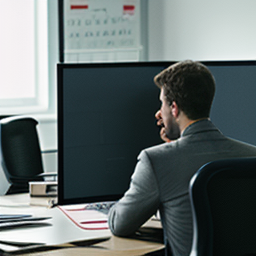 Man looking at Office screen